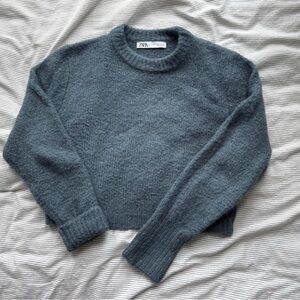 Zara Women's Powder Blue Sweater - Small